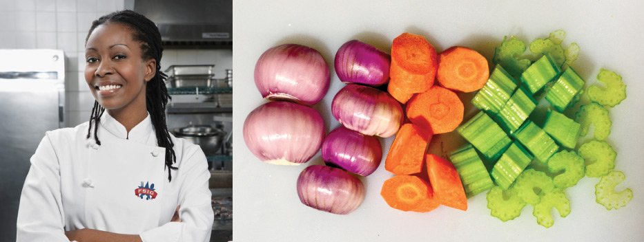 Photo of FSIG chef and vegetables.